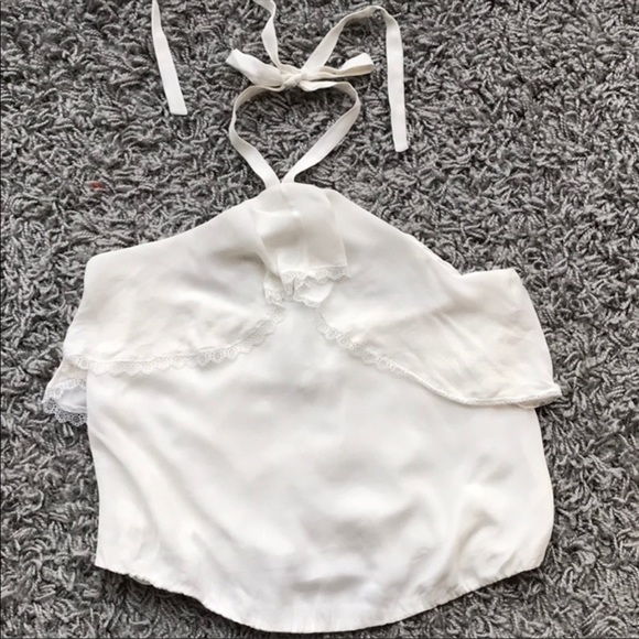 alice + olivia Monet Ruffled Halter Top in Black or White - Picture 7 of 10